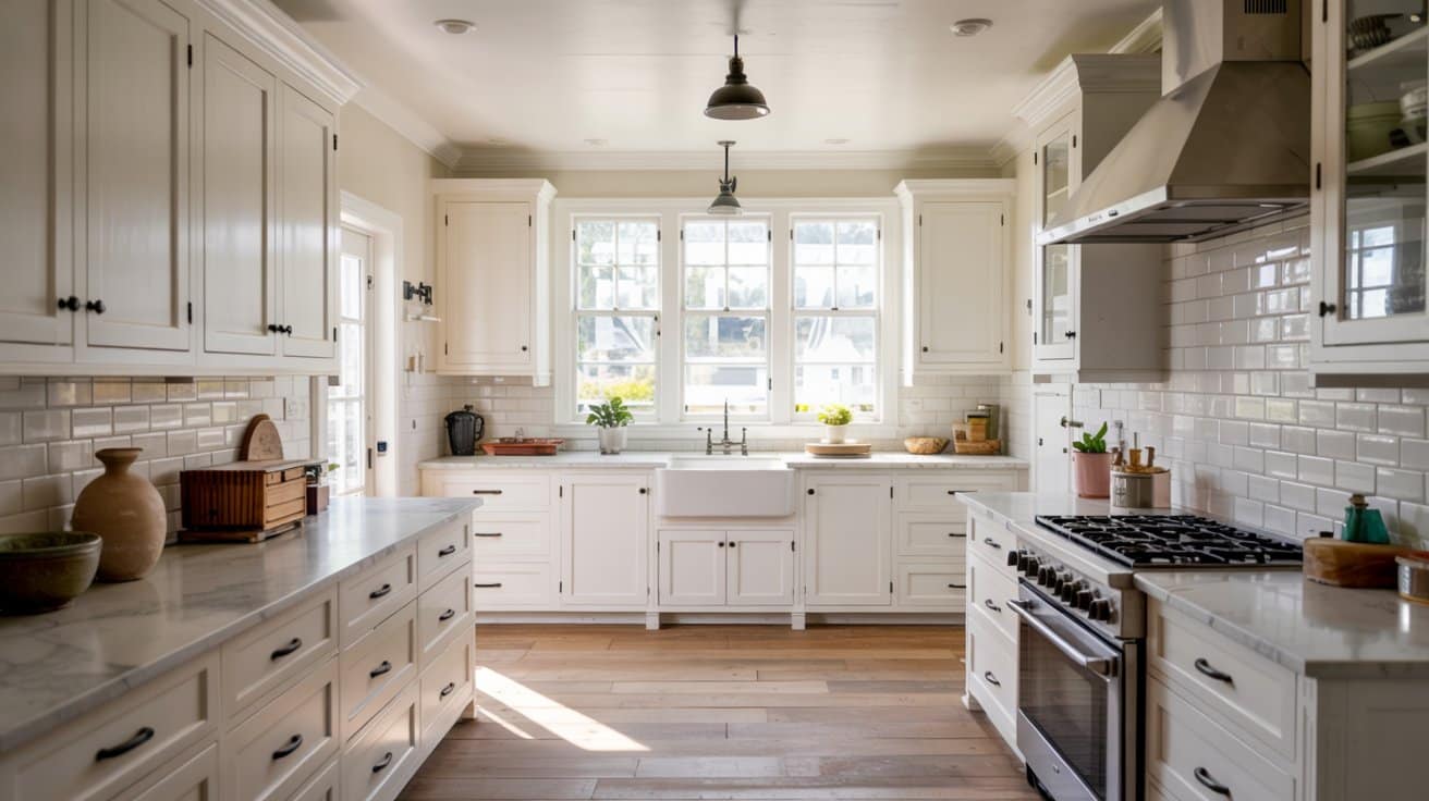 All-White Barndominium Kitchen