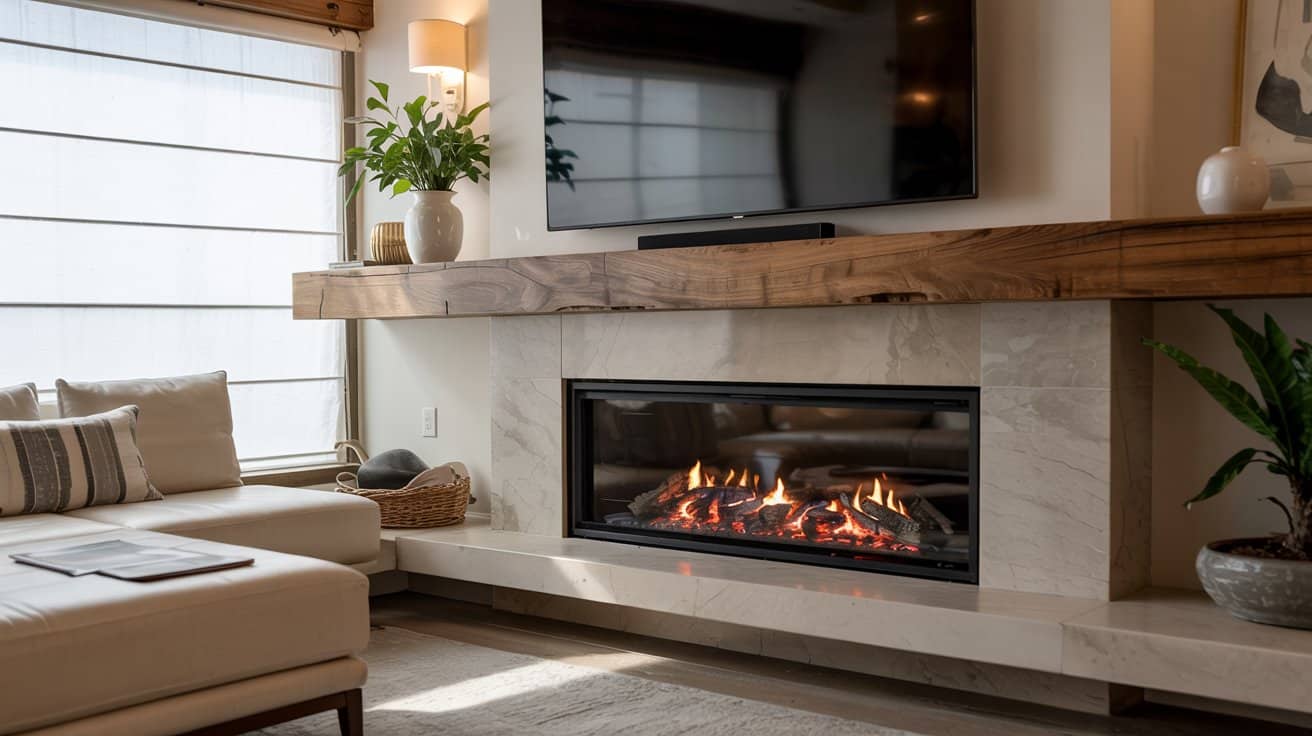 Pair with a Floating Mantel to Create Distance from Heat