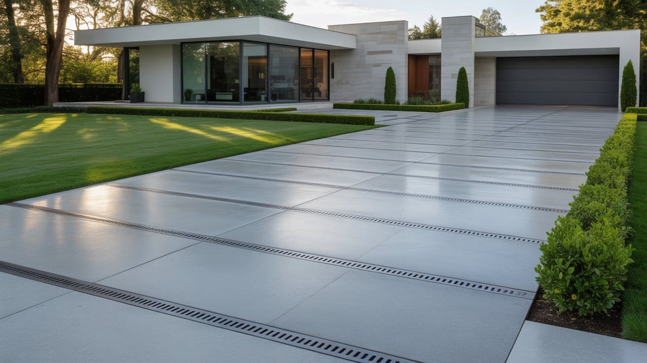 concrete with metal inlays