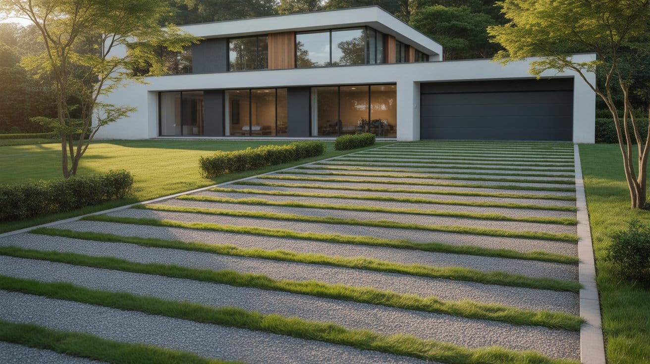 gravel with grass weave