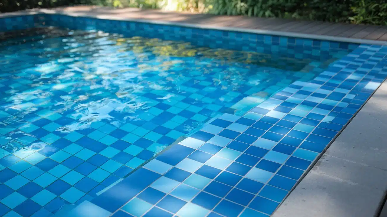 modern pool waterline tile ideas