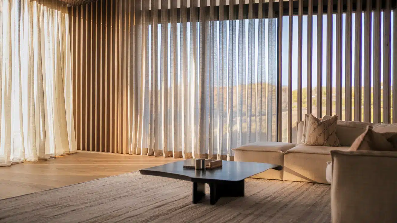 textured wood slat surround