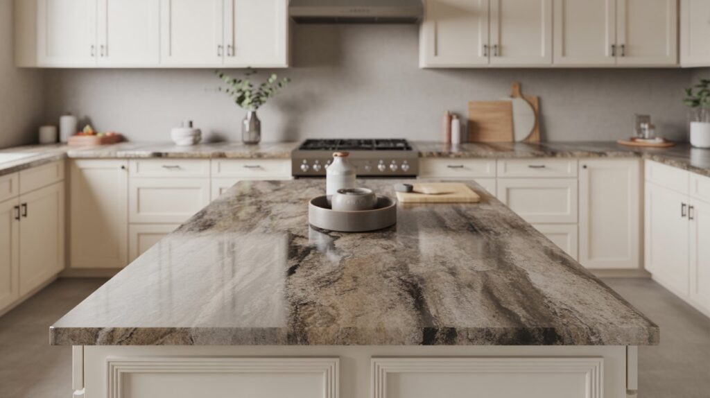 white kitchen cabinets with granite countertops