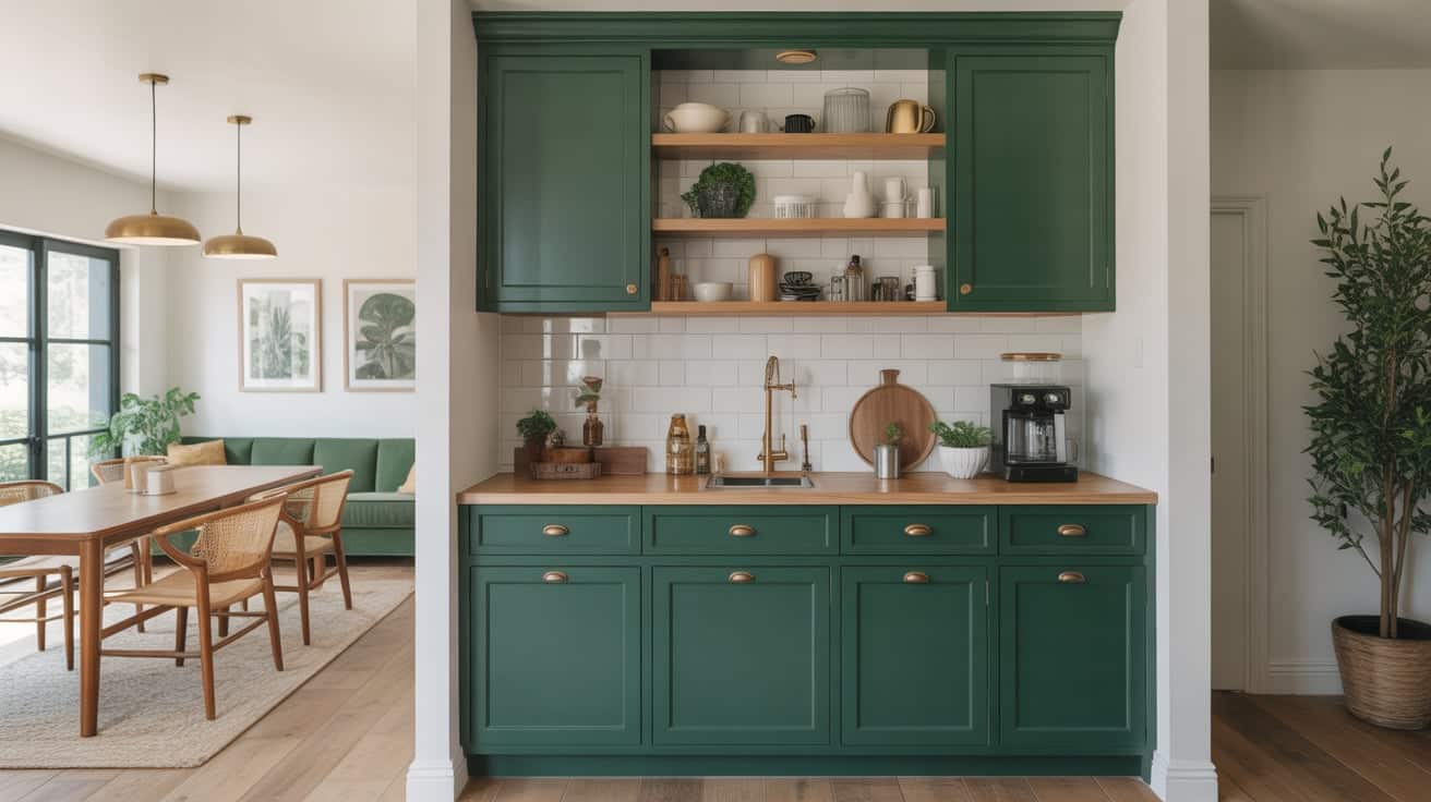 Green Cabinet Coffee Bar