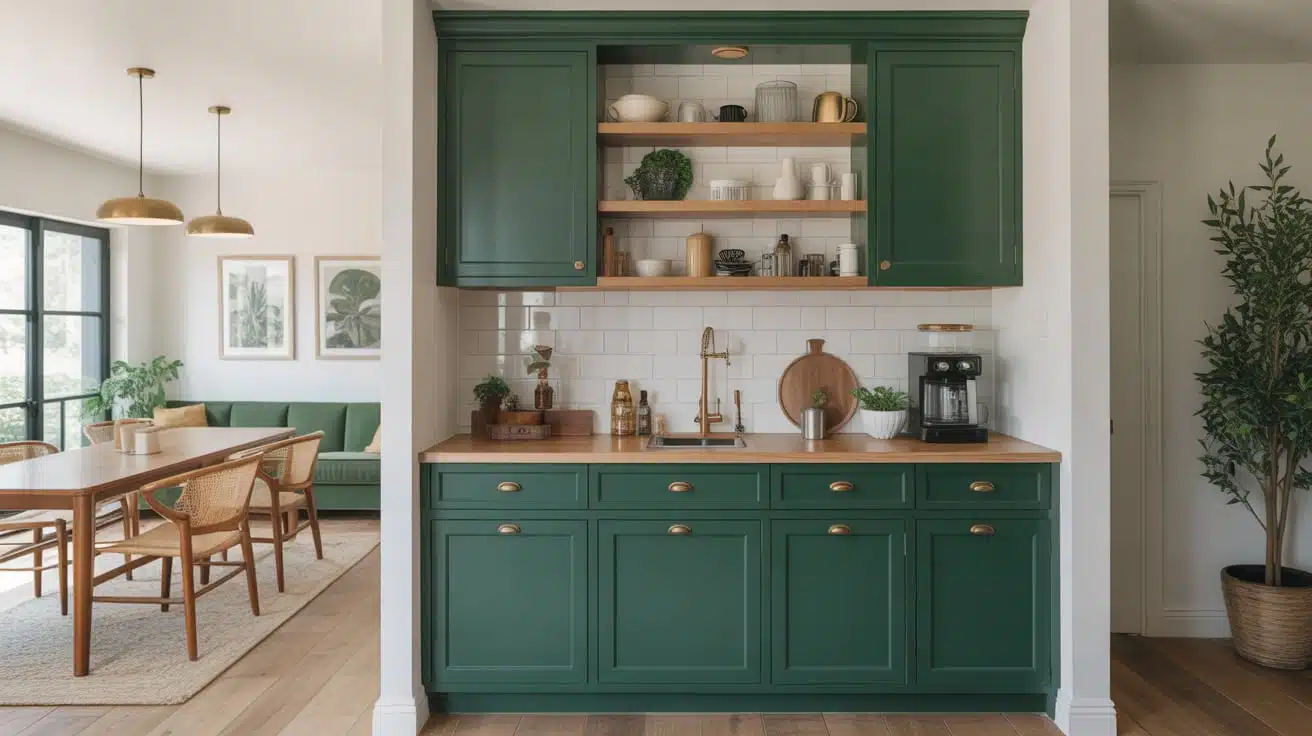 Green Cabinet Coffee Bar