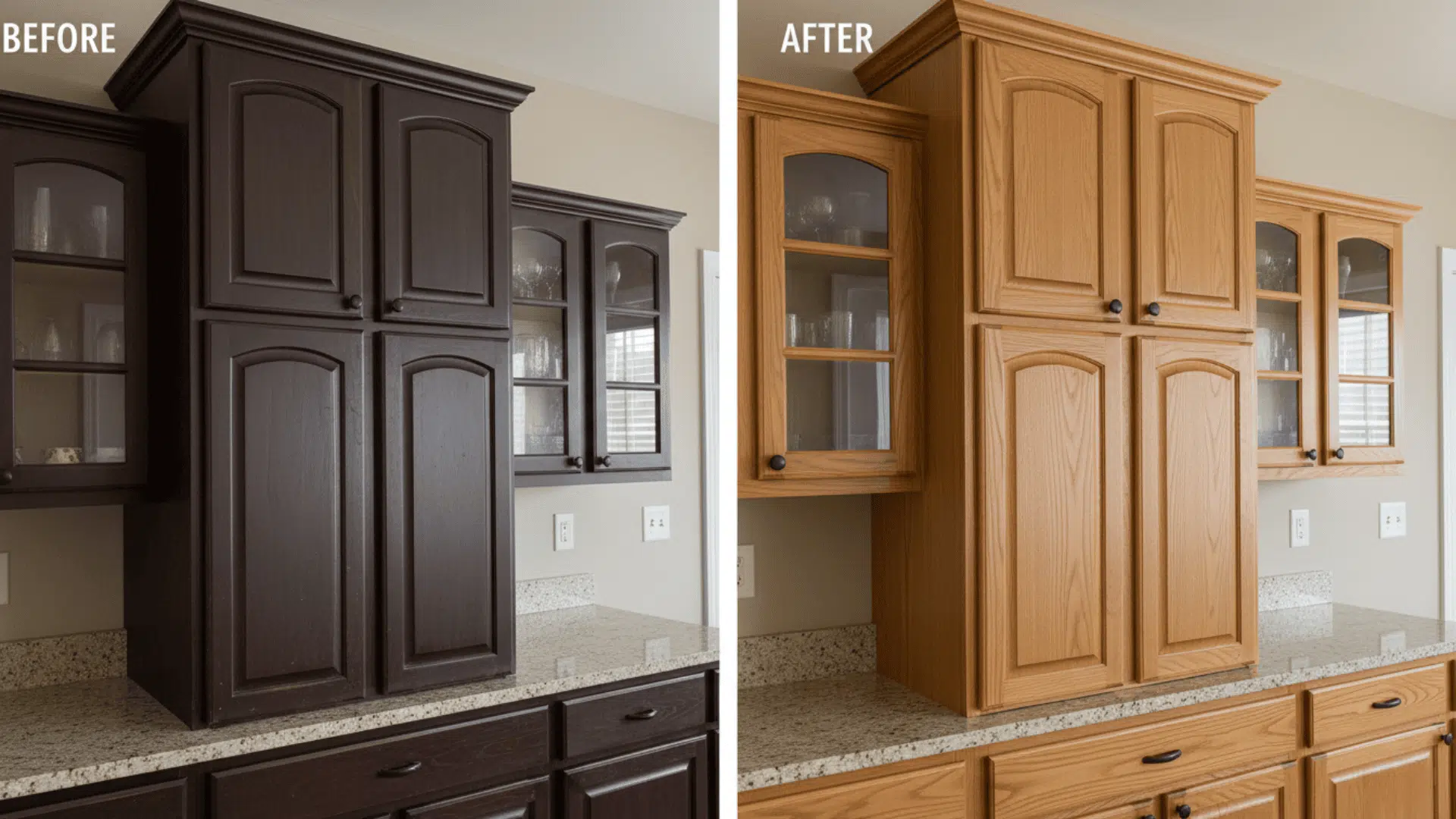 Dark Stained Wood to Natural Honey Oak