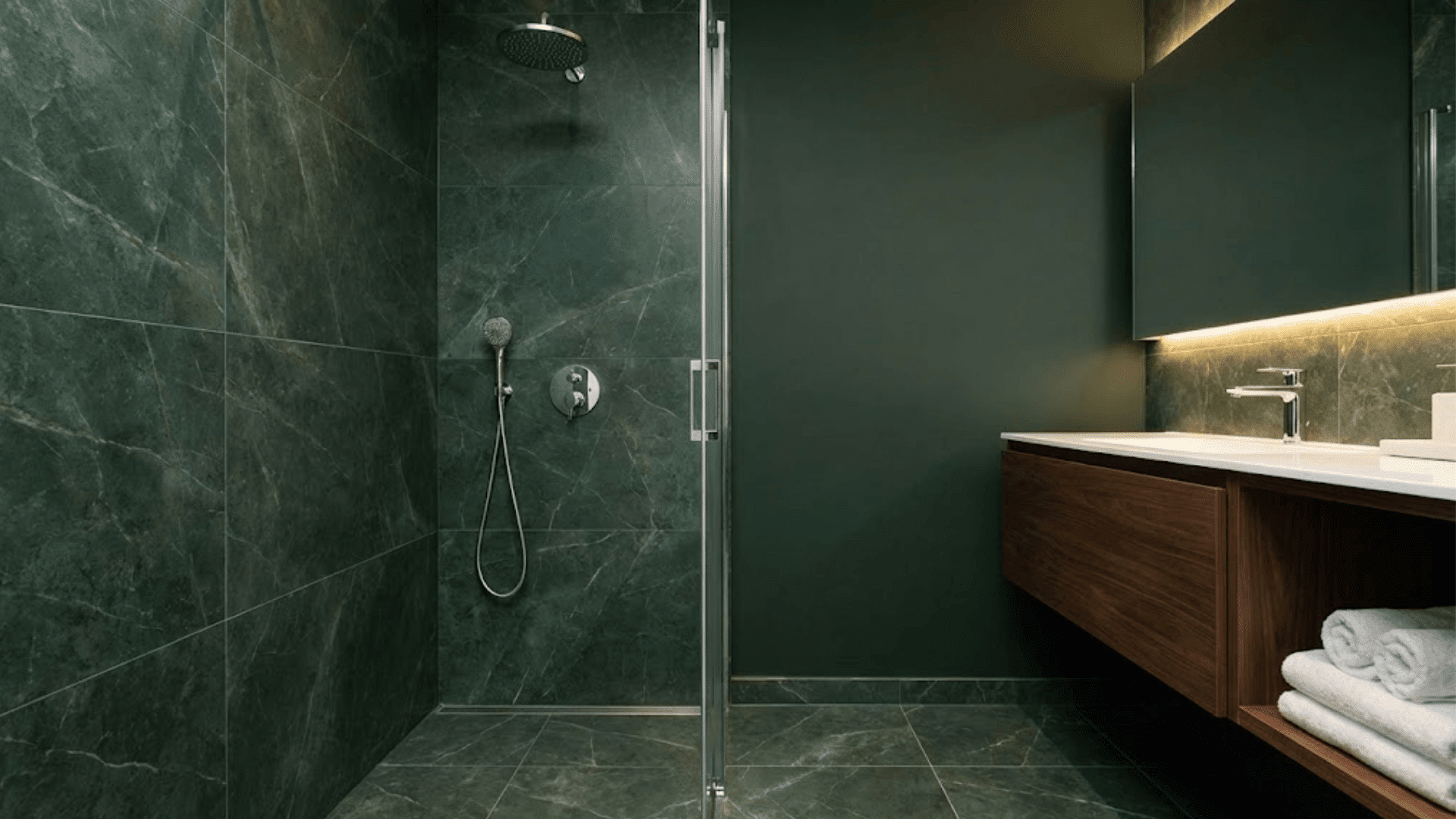 Marble Look Green Shower Walls