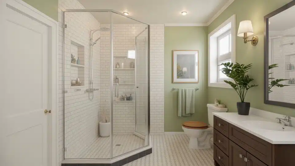 corner showers with glass enclosures