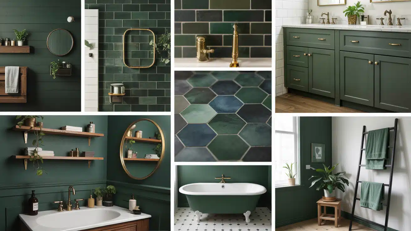 dark green bathroom