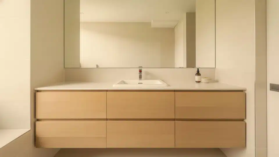 floating vanity with integrated storage
