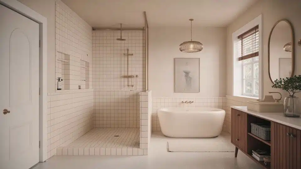 open concept wet room designs