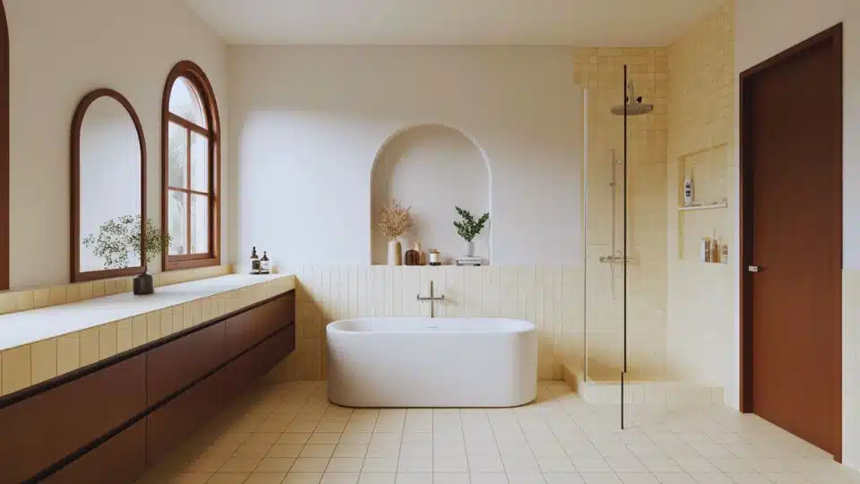 open layout with a freestanding tub