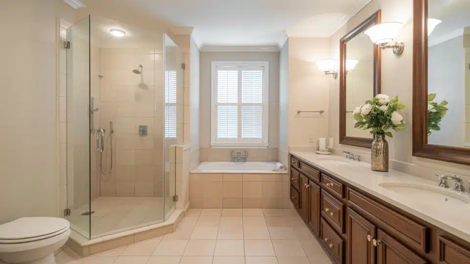 separate shower and tub zones