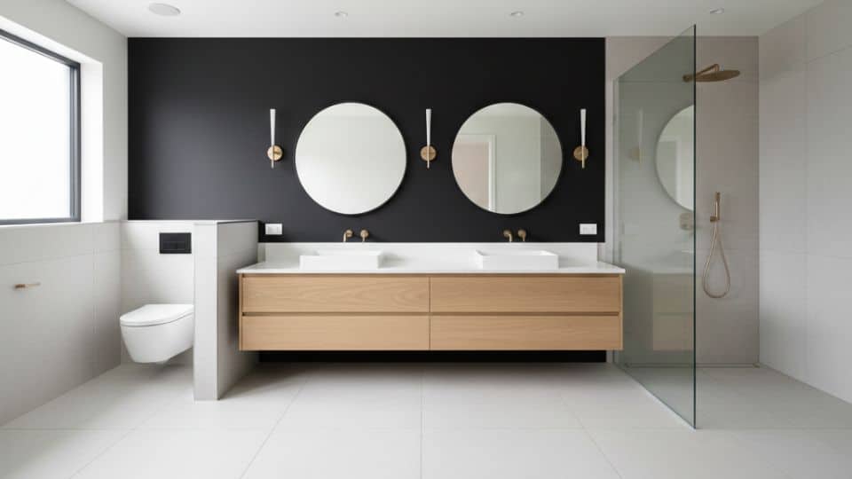 split layout for shared primary bathrooms