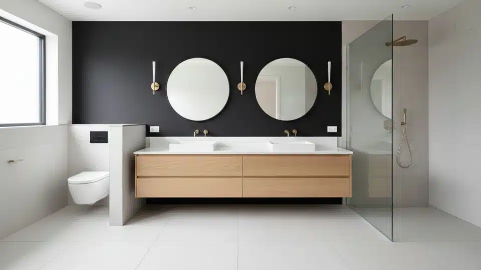 split layout for shared primary bathrooms
