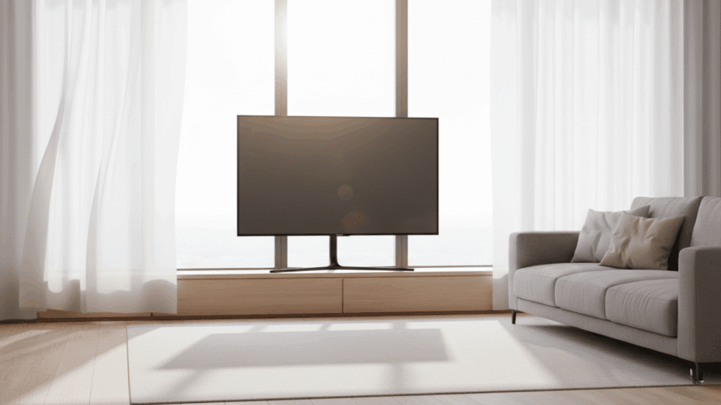 tv in front of window