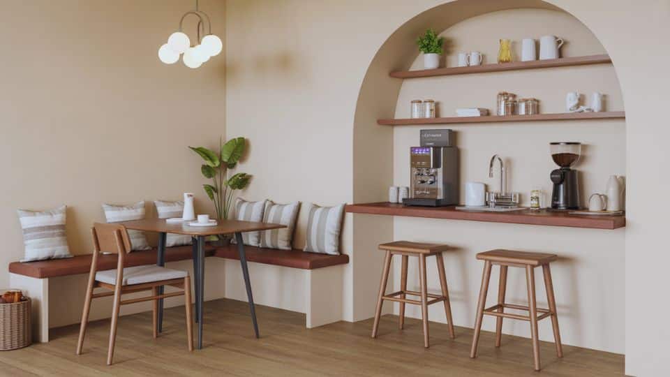 coffee bar in a breakfast nook