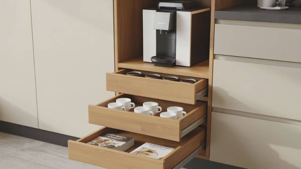 coffee bar in a kitchen drawer