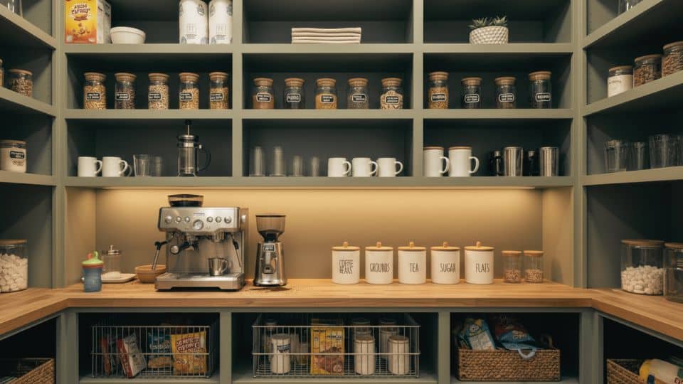 coffee bar inside a pantry