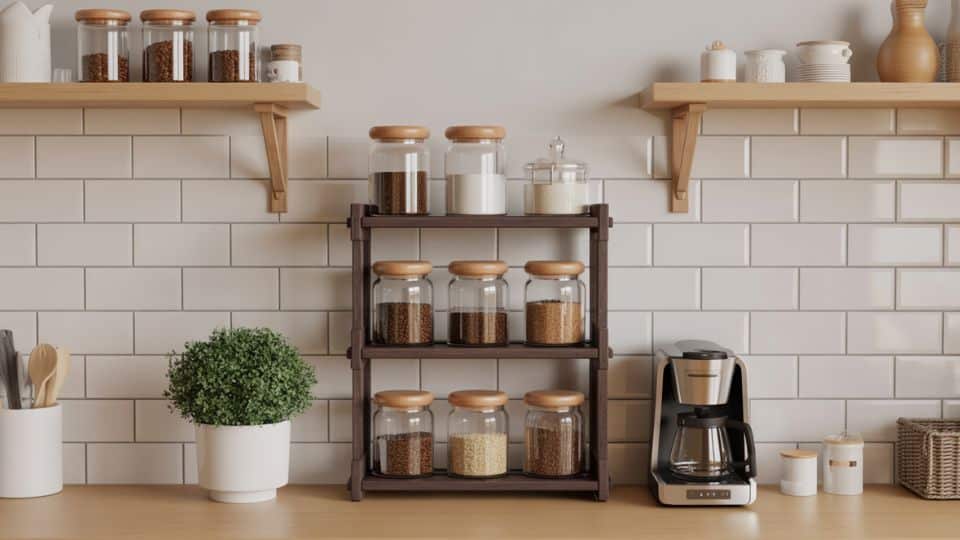 coffee bar using stackable storage