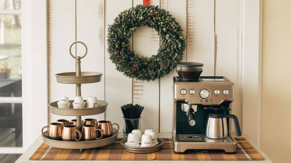 coffee bar using tiered trays