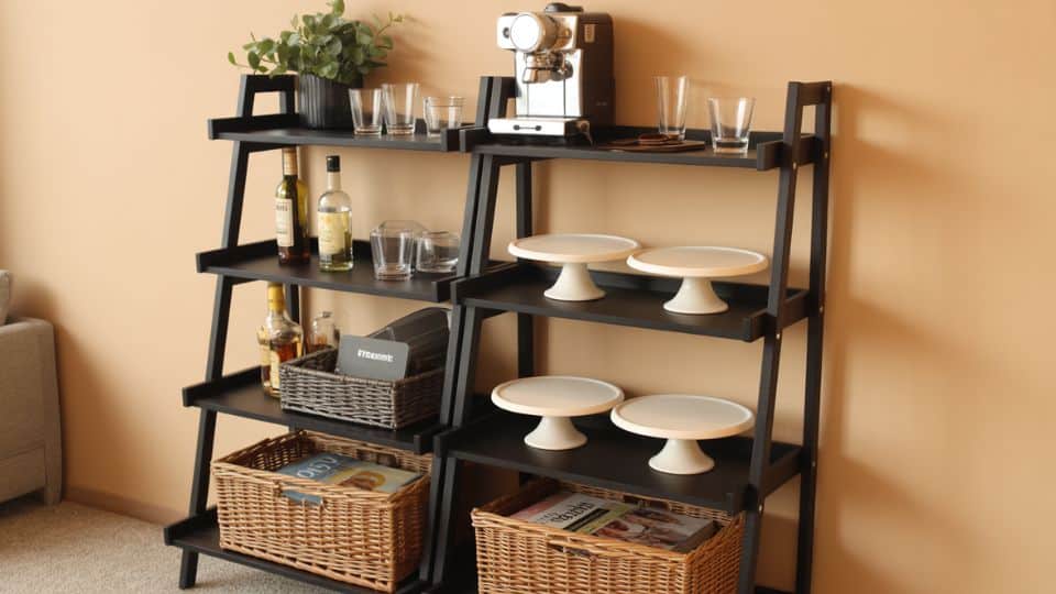 coffee bar with ladder shelf