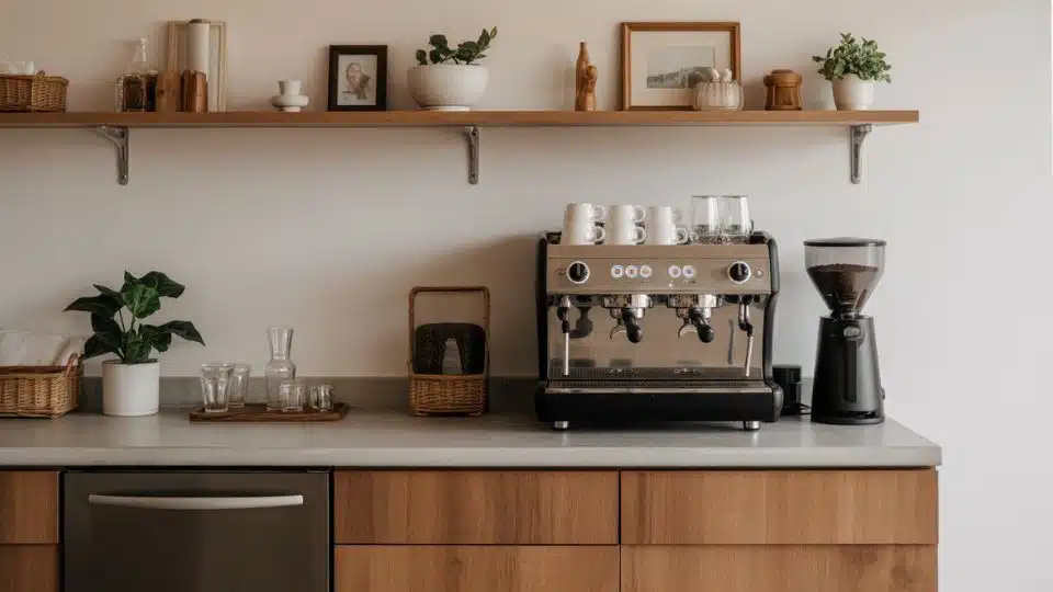 coffee bar with minimal appliances