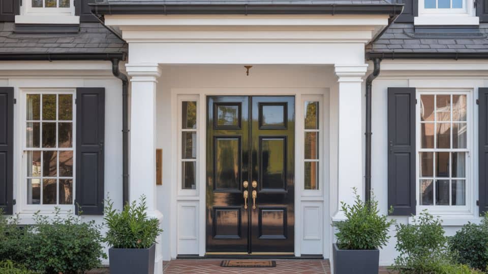 high gloss black front door statement