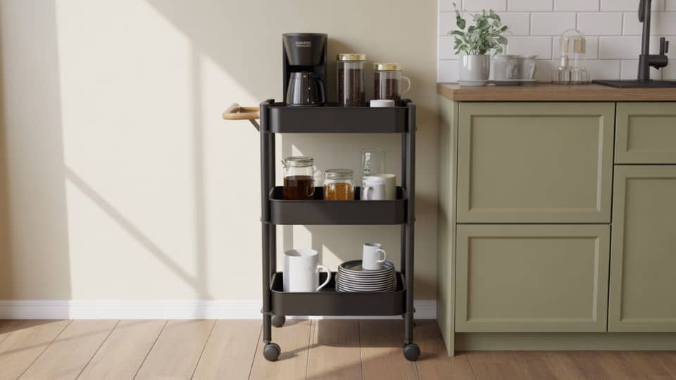 slim rolling coffee cart