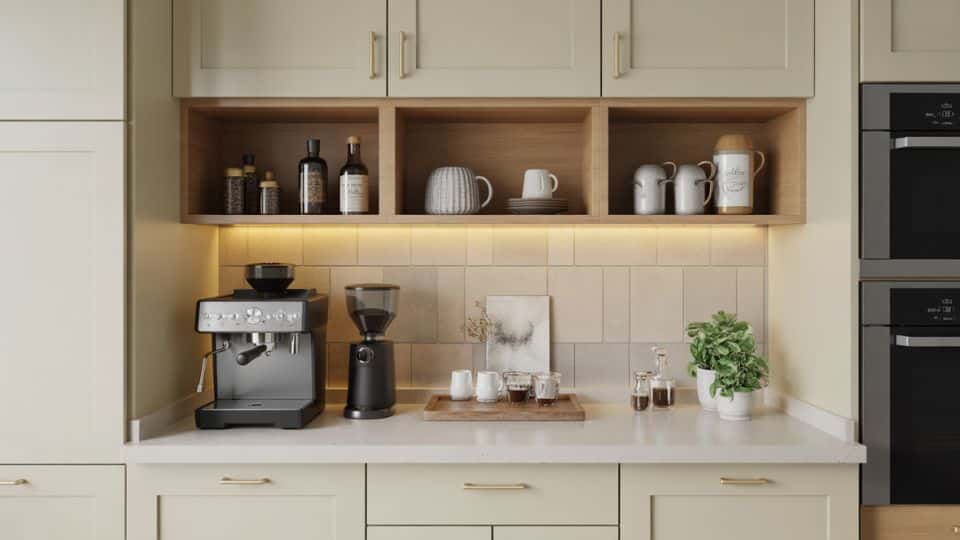 under cabinet coffee station