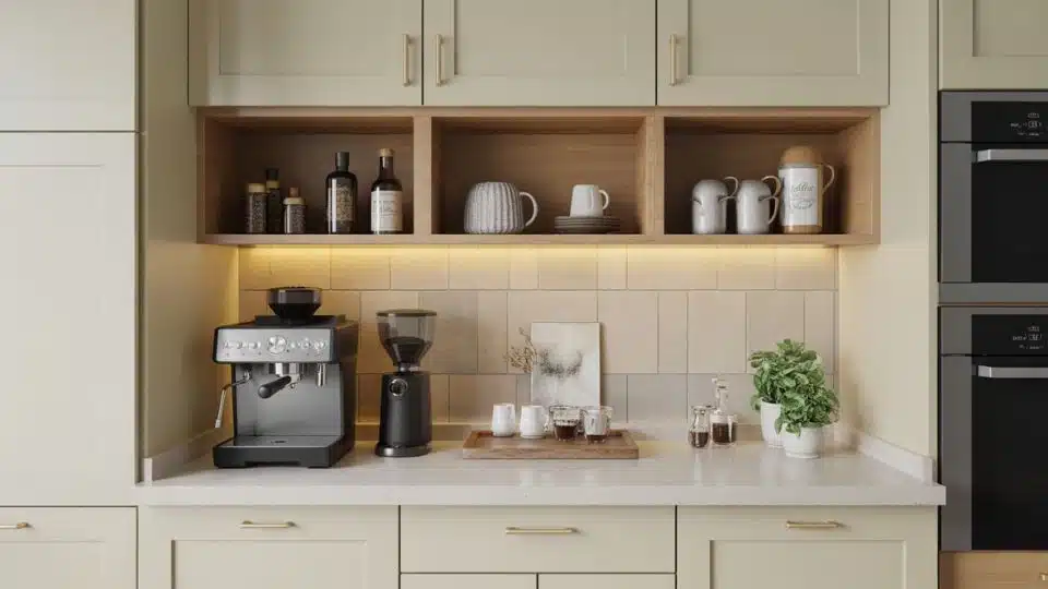under cabinet coffee station