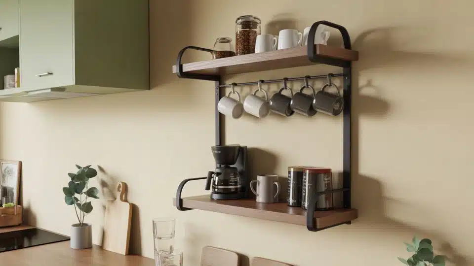 vertical wall mounted coffee bar