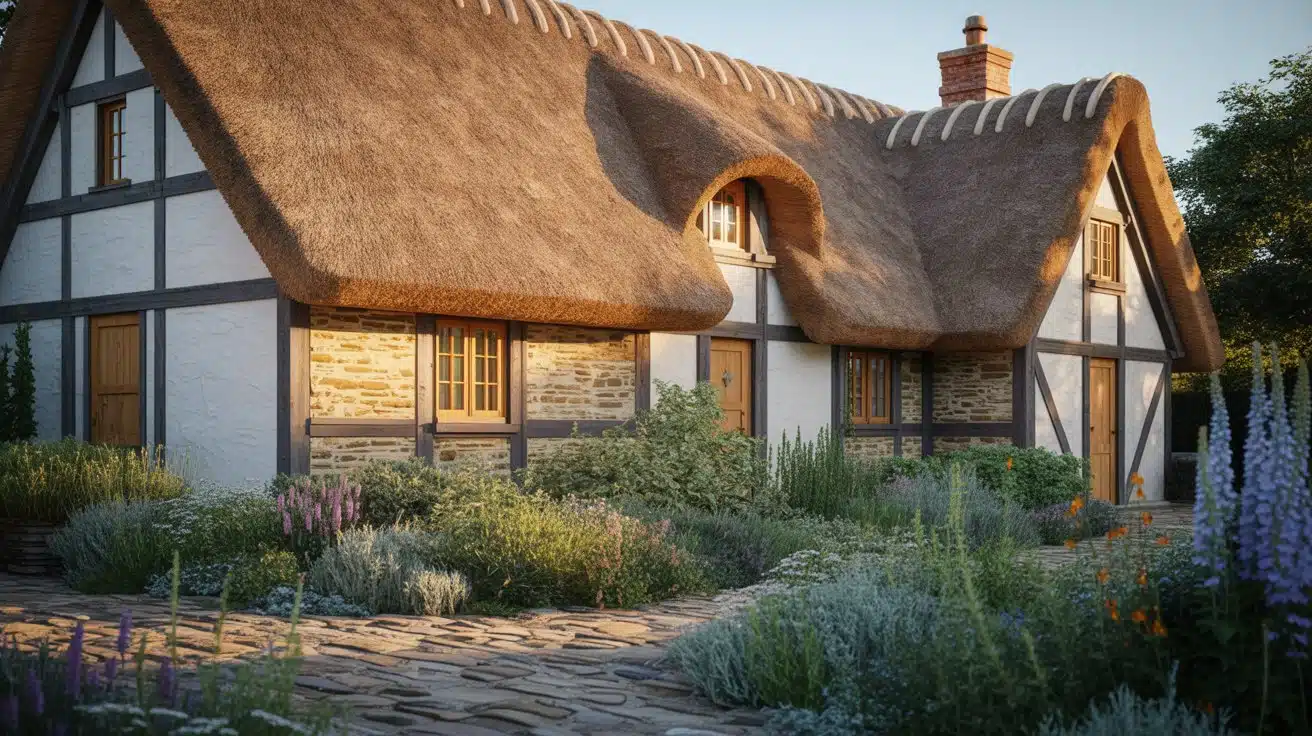 exterior-of-thatched-roof-cottage