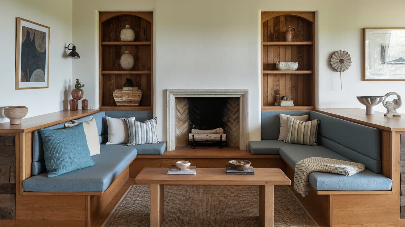 Built-in-Seating-around-Fireplace