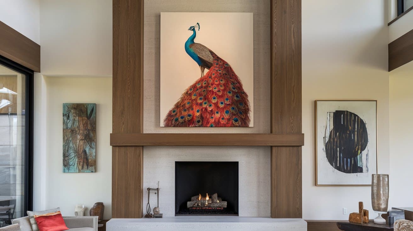 Double-height-fireplace-with-art-above