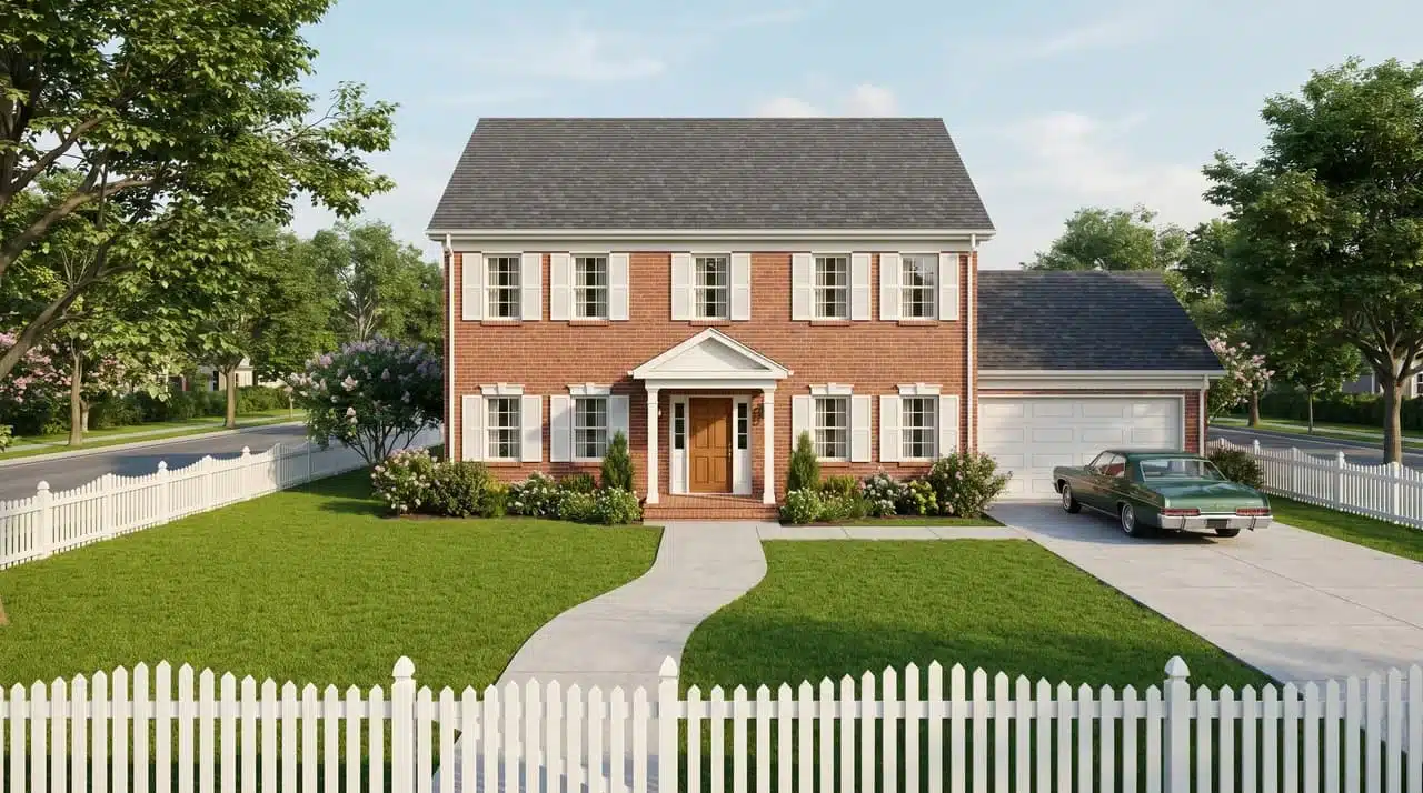 A standalone suburban house on a private lot with a manicured front lawn.
