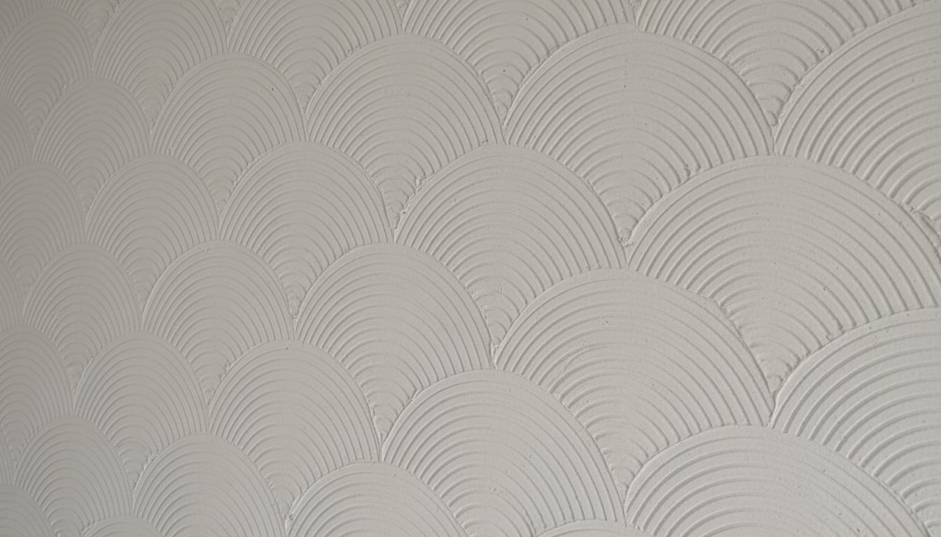 Comb wall texture with repeating arched patterns forming a layered, fan-like design