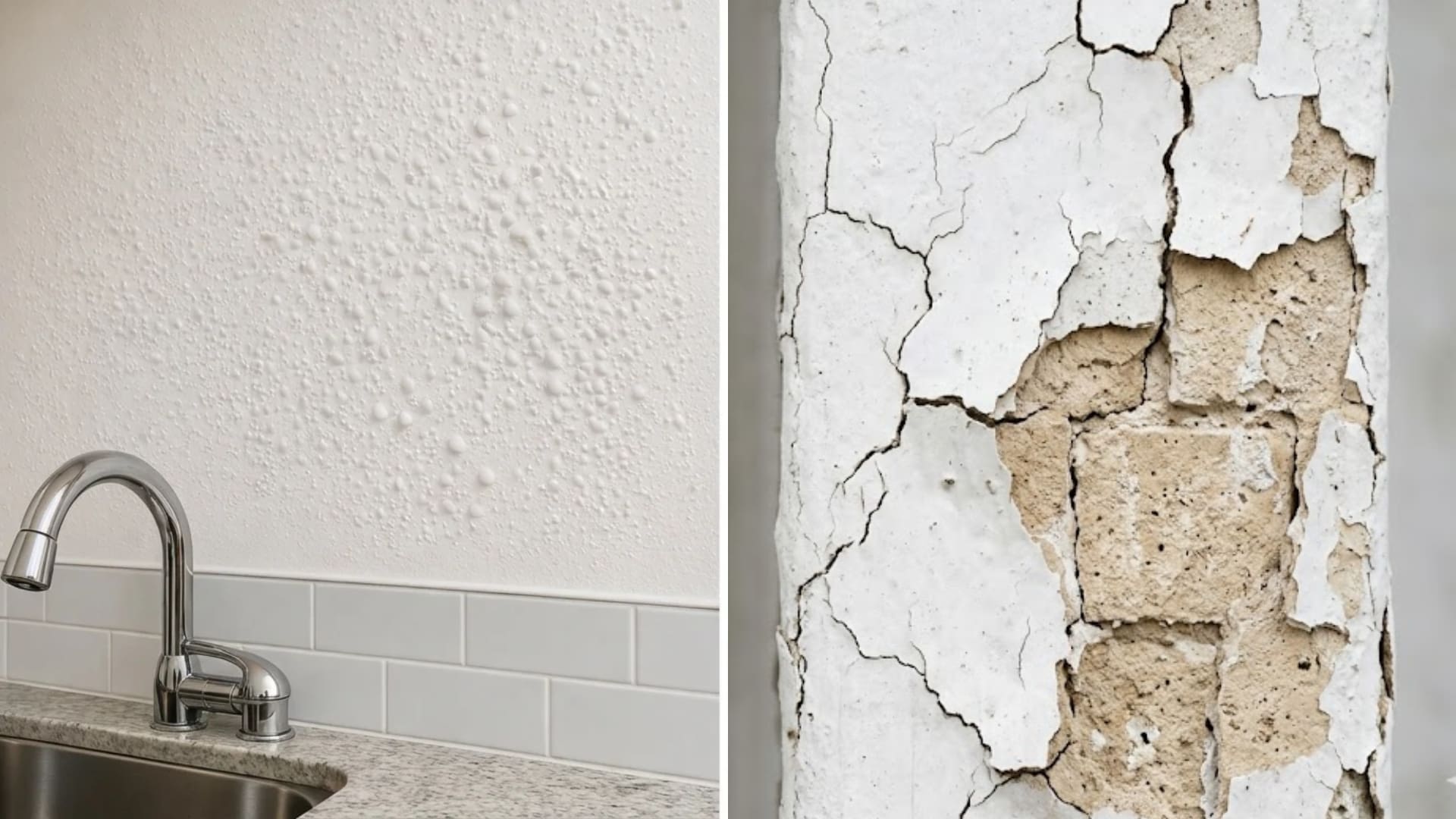 Comparison of interior and exterior paint bubbling.