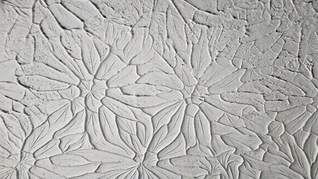 Rosebud wall texture with repeated floral patterns formed by circular brush or stamp impressions
