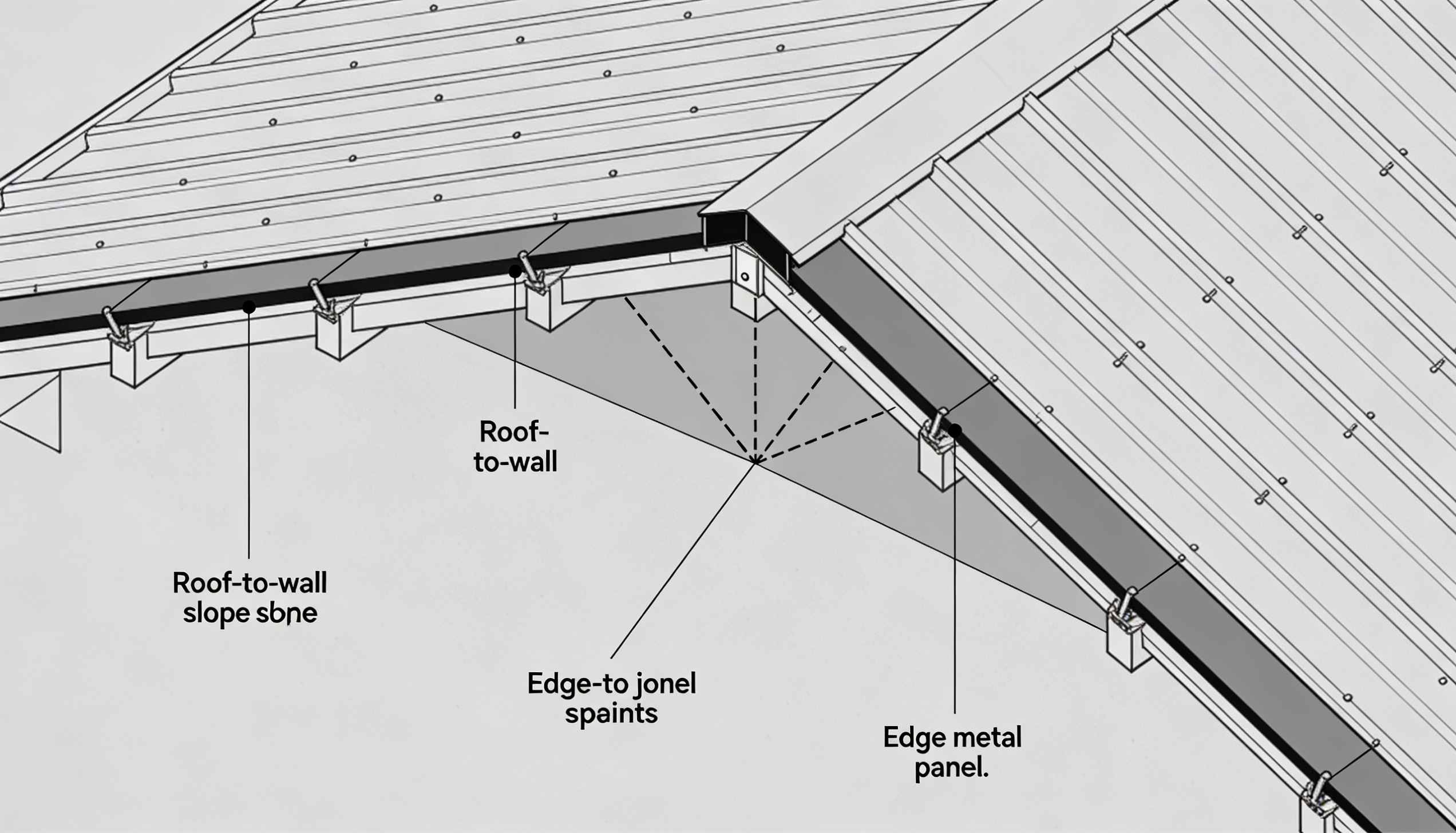 Metal roof sidewall and endwall diagram showing roof-to-wall connections