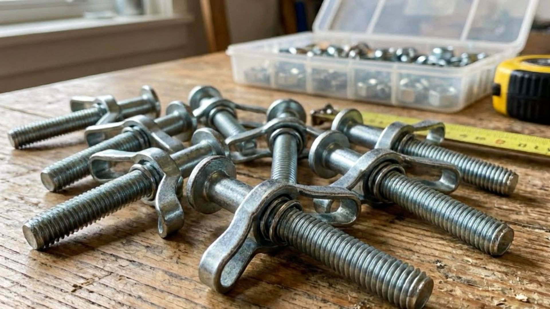 Toggle bolts with spring-loaded metal wings and long screws are ideal for securing heavy items to hollow drywall.