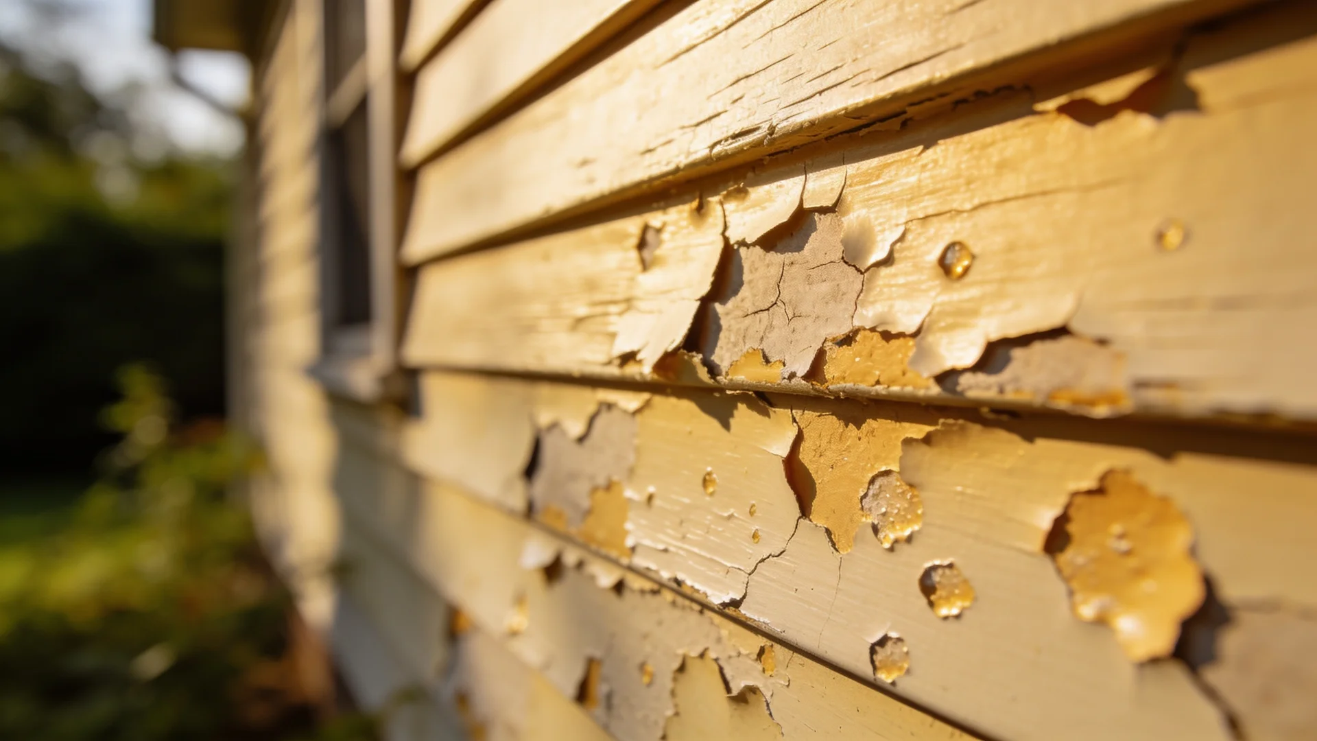 Peeling and bubbling paint on vinyl siding caused by incorrect paint product or poor prep.