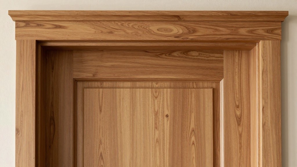 Craftsman-style wooden door casing with simple, sturdy lines and natural wood grain