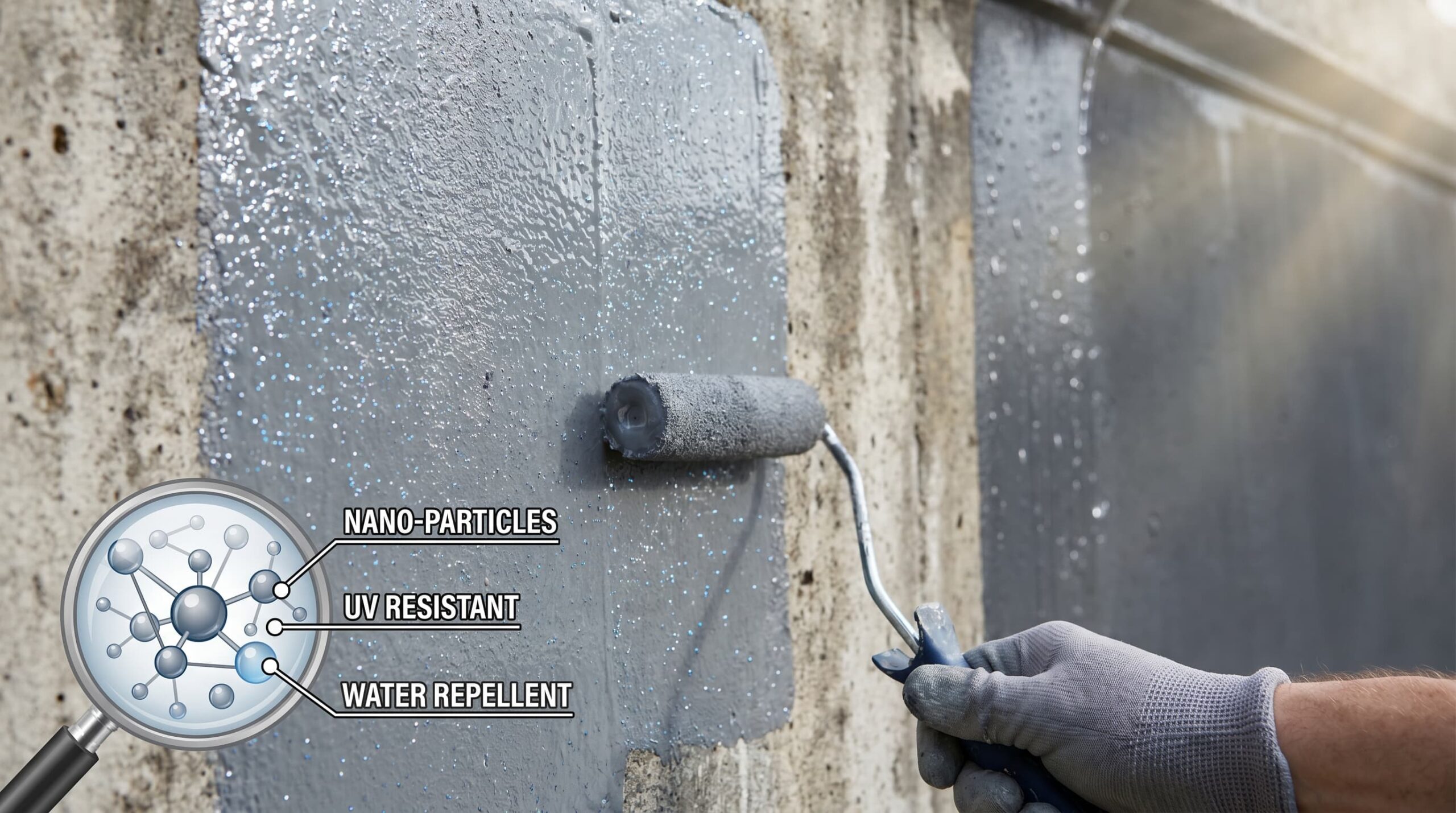 A close-up of nanotechnology-enhanced paint with visible microscopic particles.